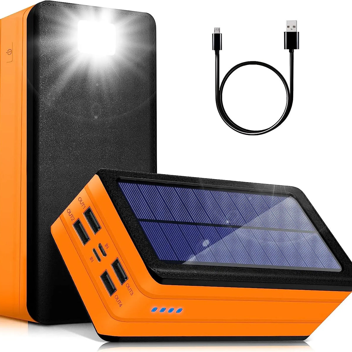  Solar Charger 38800mAh Solar Power Bank with Dual 5V3.1A  Outputs 10W Qi Wireless Charger Waterproof Built-in Solar Panel and Bright  Flashlights : Cell Phones & Accessories