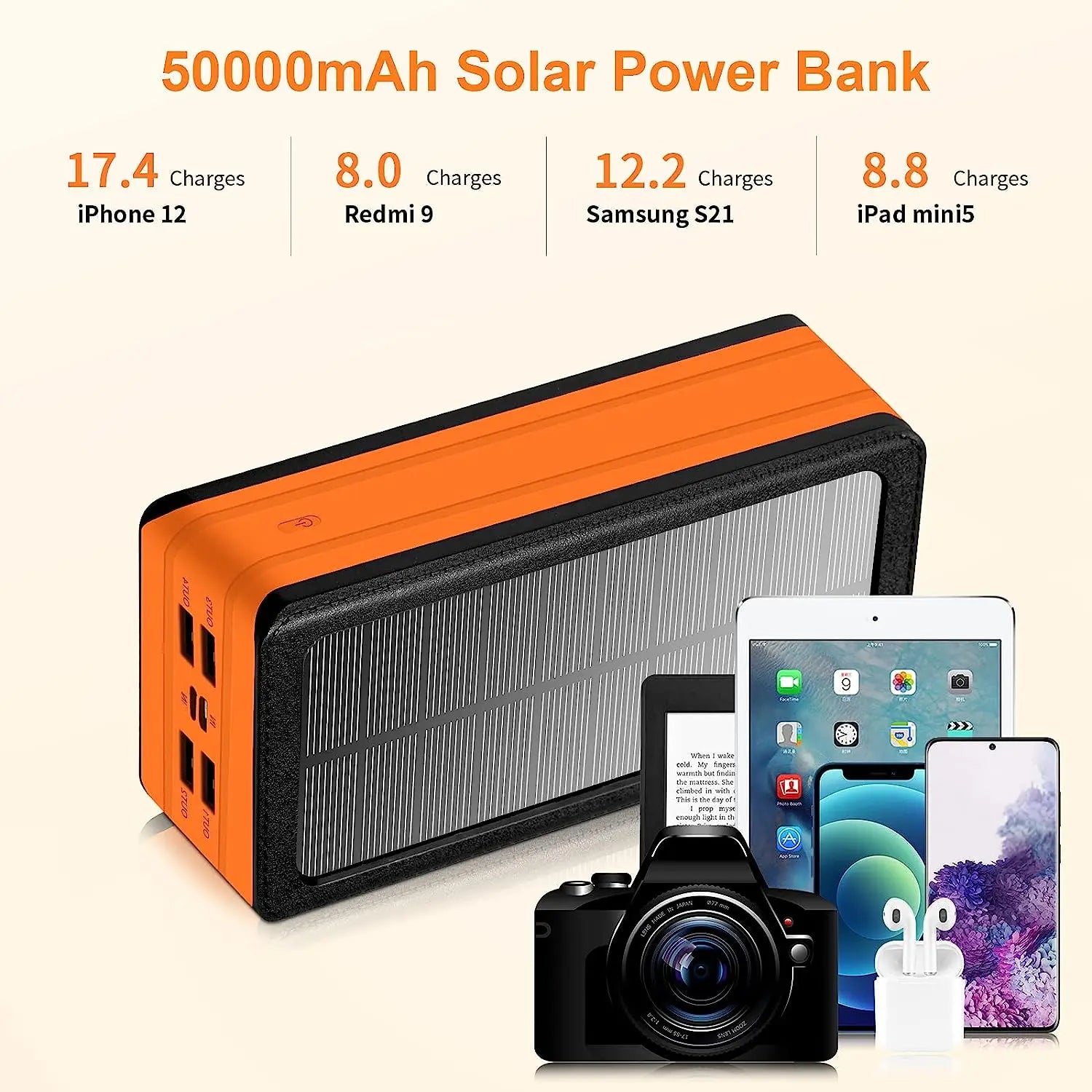 PS-10+ Solar Power Bank 100000mAh Outdoor Portable Charger with