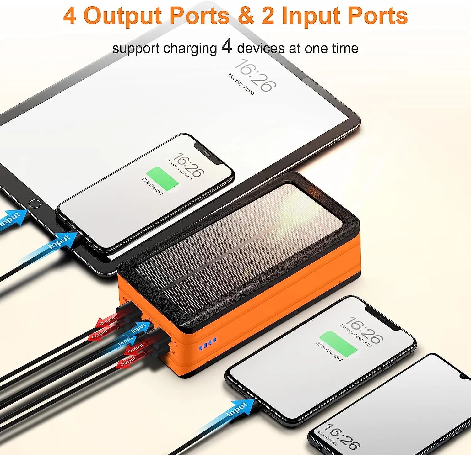 PS-10+ Solar Power Bank 100000mAh Outdoor Portable Charger with